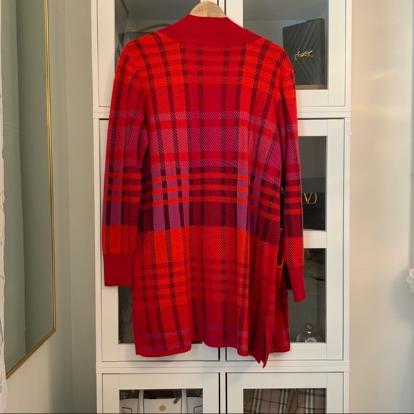 Isaac Mizrahi Plaid Open Cardigan Size M - Picture 3 of 6